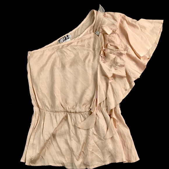 amp Tops - Amp One Shoulder Tan Blouse